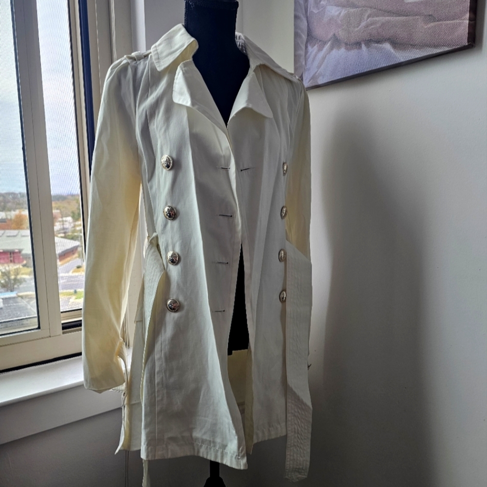 White Belted Trench Coat
